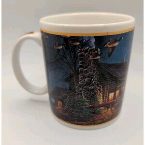 Terry Redlin "Moonlight Retreat" Mug 1998 Cabin Canoe Geese